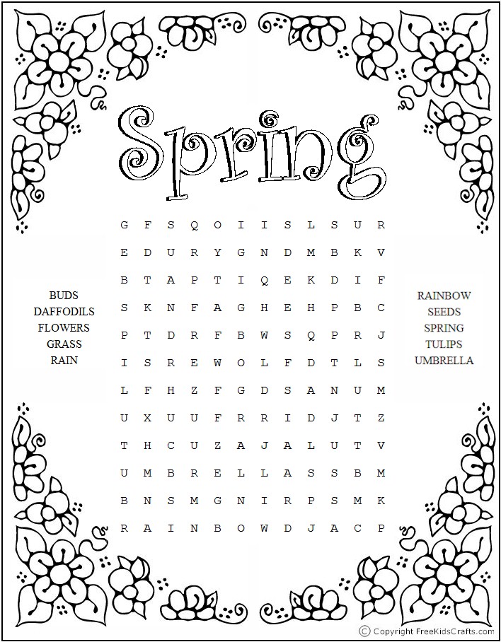 23 spring word search puzzles that the kids will love