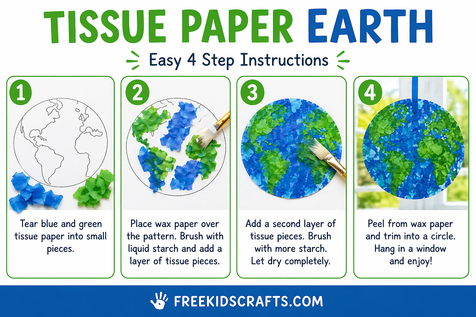 Tissue paper Earth craft tutorial


