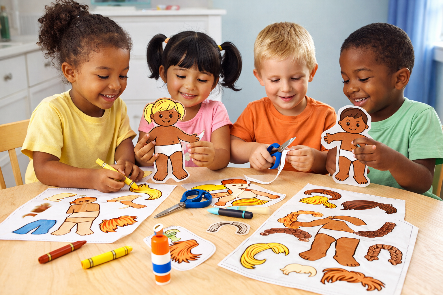 kids playing paper dolls