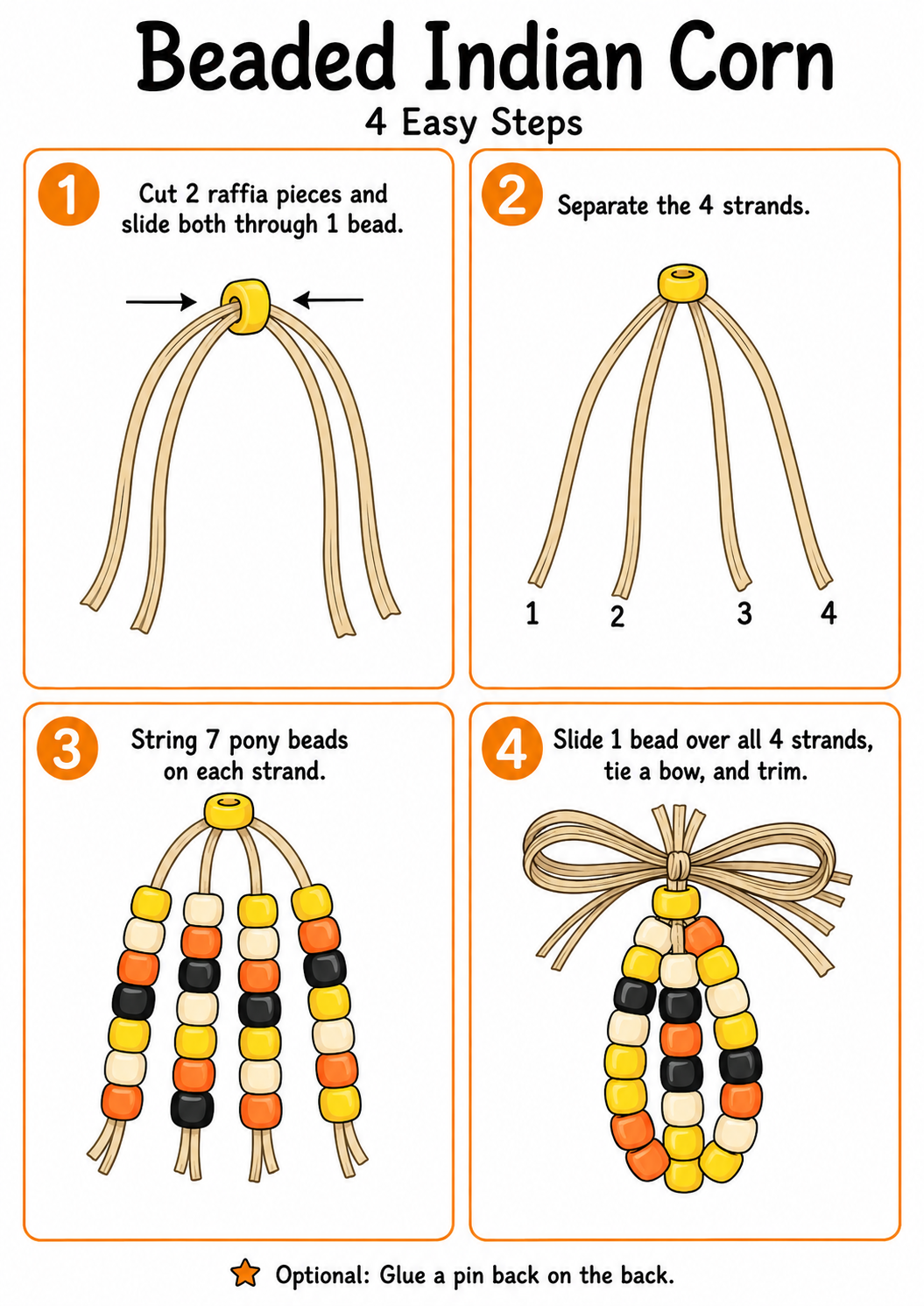 beaded indian corn diagram 4 easy steps
