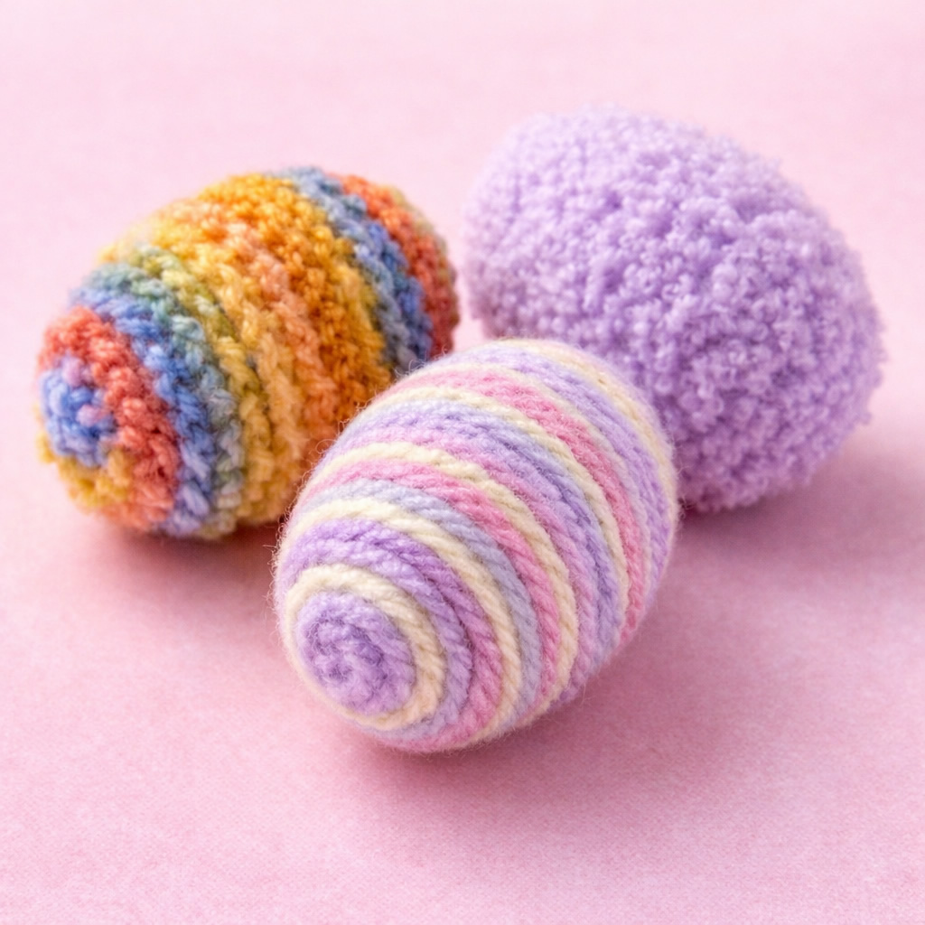yarn eggs of various color