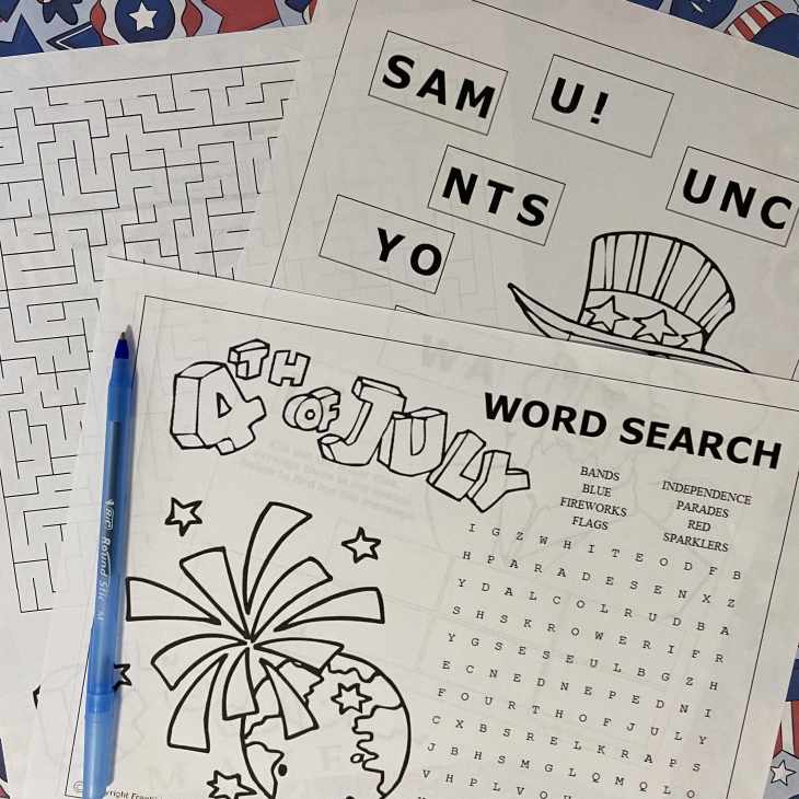 July 4th Word Puzzles
