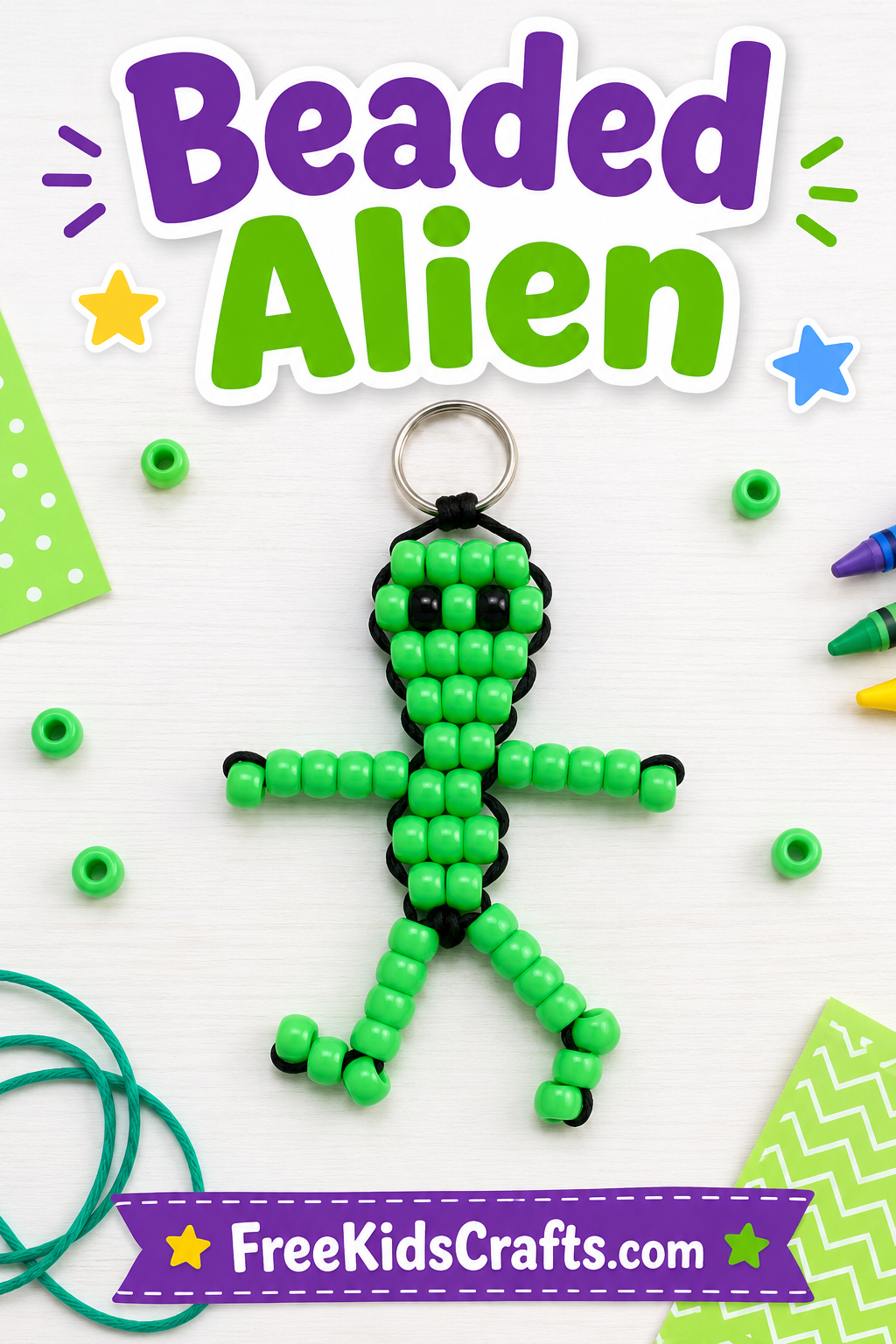 Beaded alien keychain craft tutorial