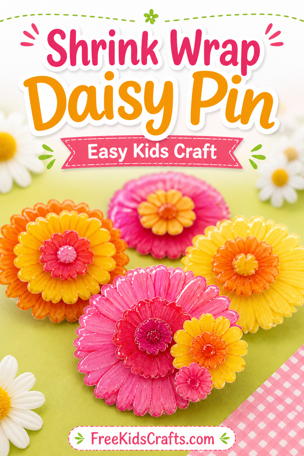 Shrink Wrap Daisy Pin