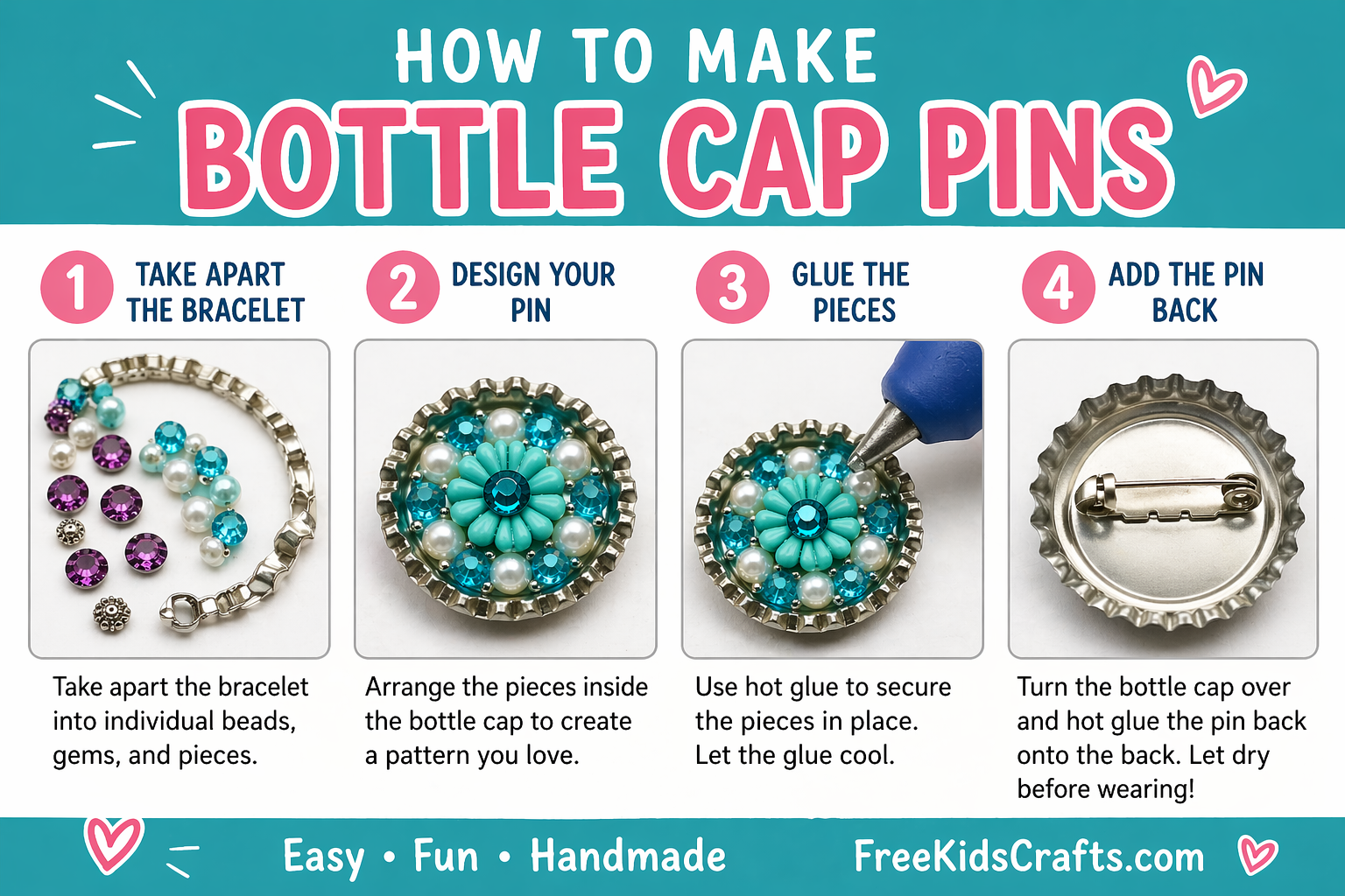 How to make bottle cap pins

