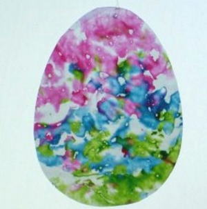 easter egg sun catcher made from crayon shavings.