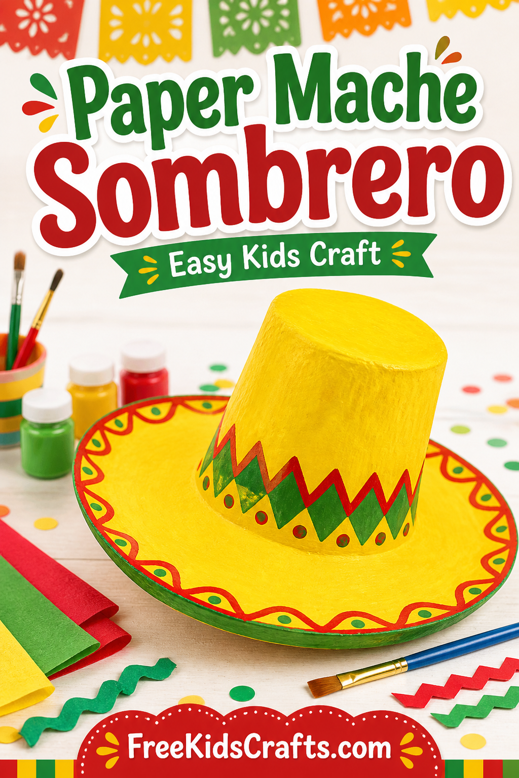 Colorful paper mache sombrero craft tutorial

