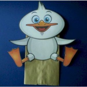 Duck puppet made from paper bag