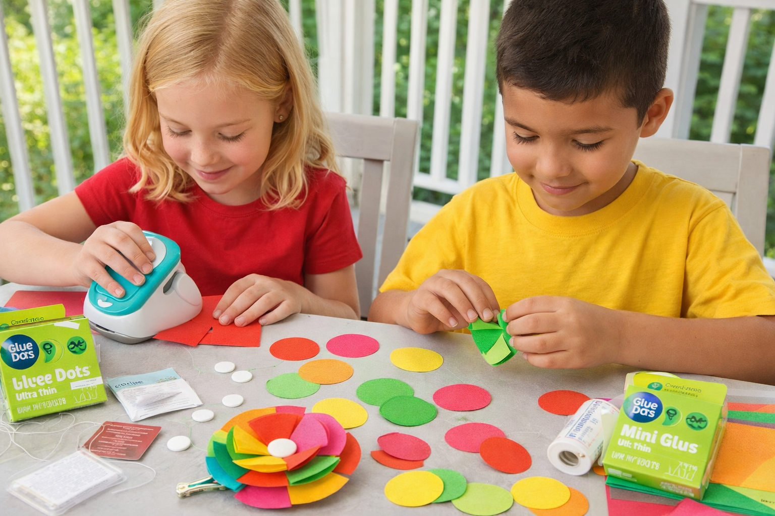 kids making cinco de may hair clips