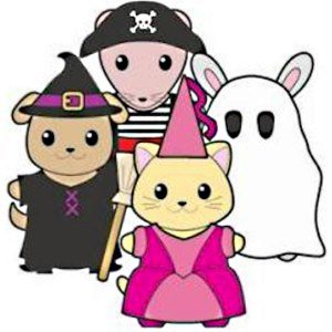 Animal paper dolls dressed up for Halloween