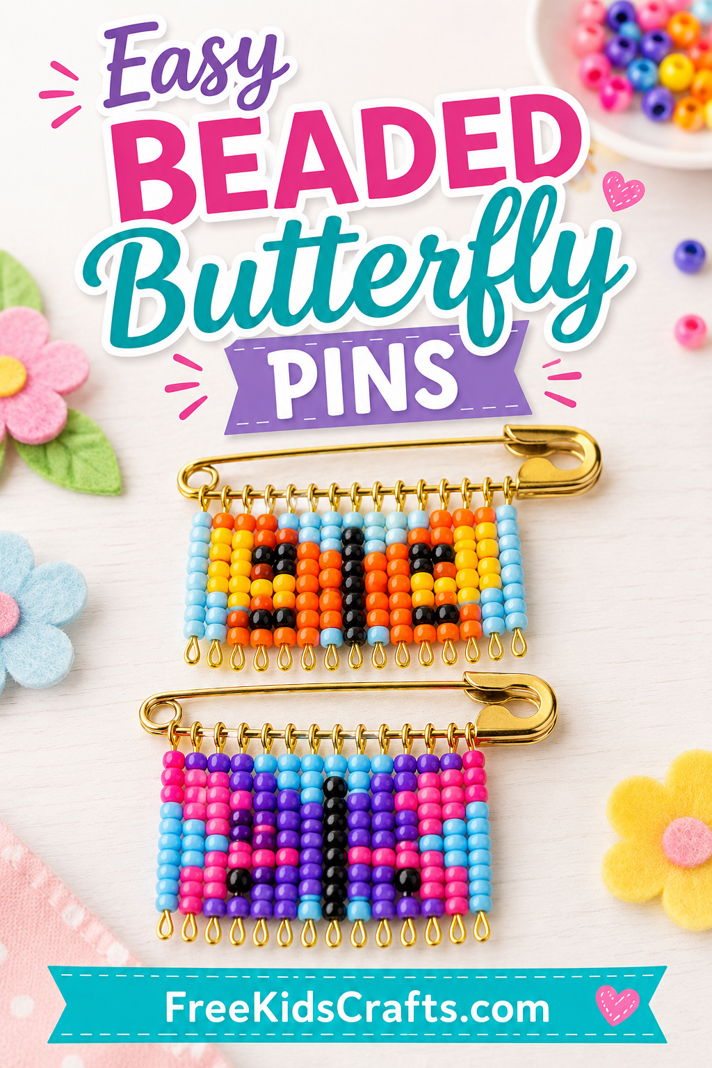 Easy Beaded Butterfly Pins