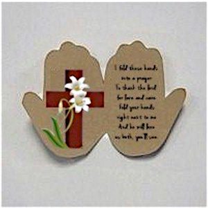 Handprint prayer for Easter that young children can create.