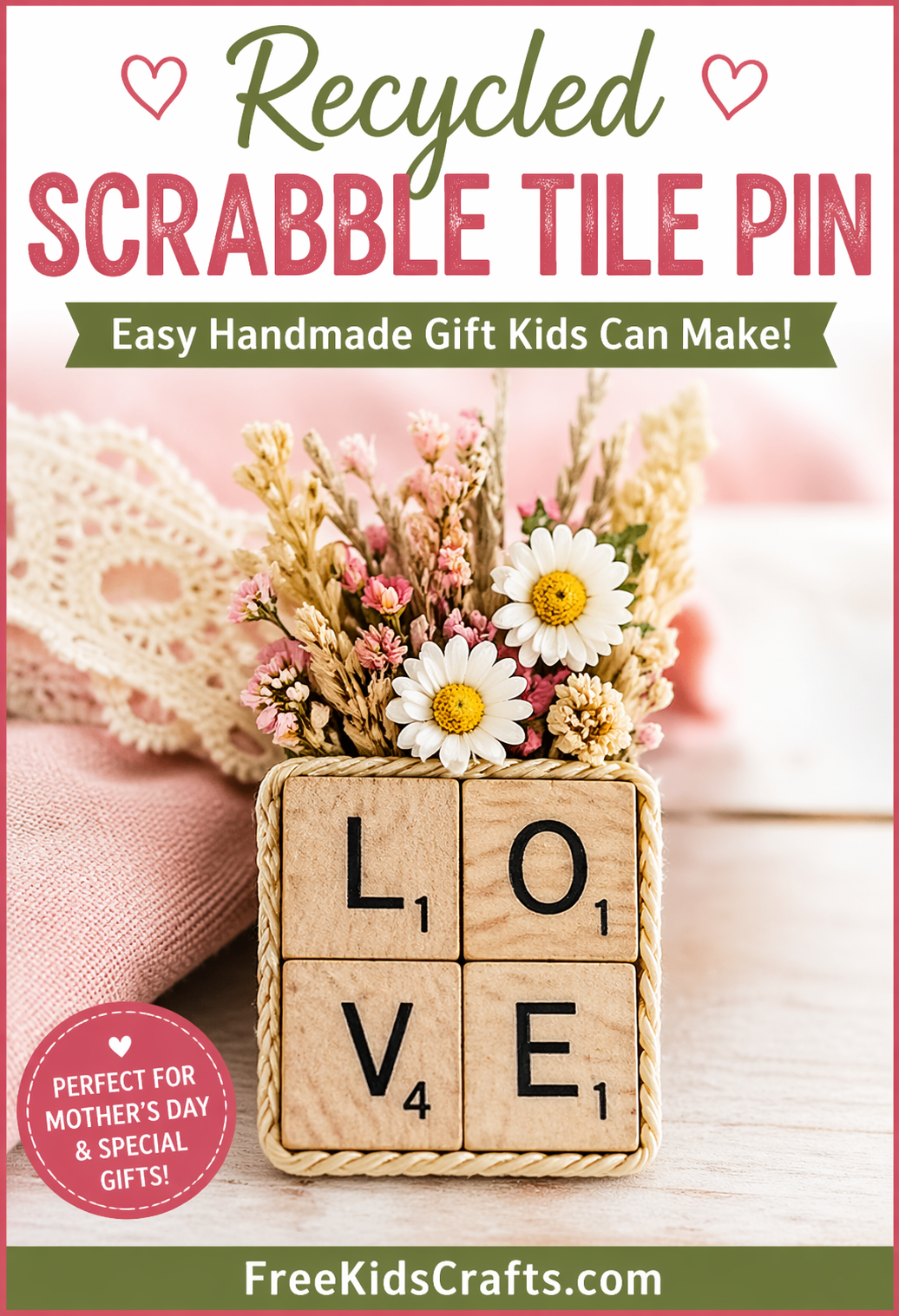 Recycled Scrabble Tile Pin