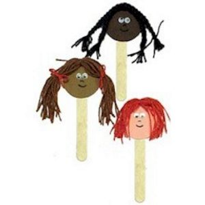 Puppets showing different skin tones and hair.