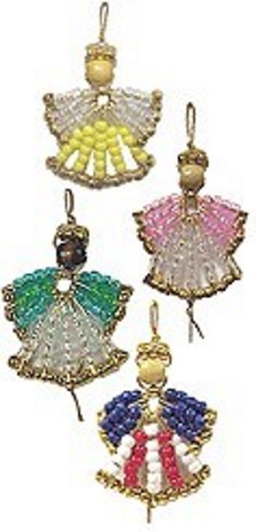 Beaded Safety Pin Angel Ornaments