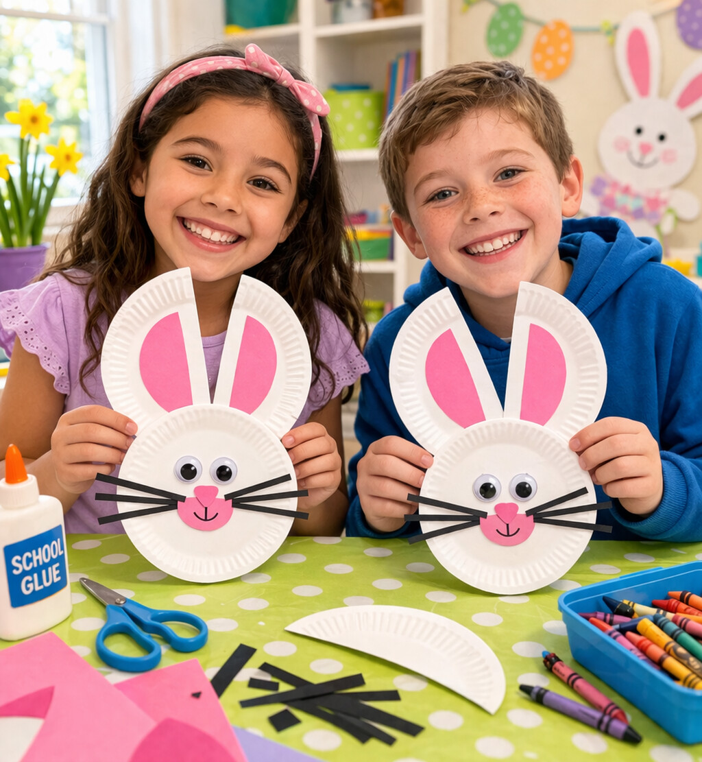 kids making paper plate craft