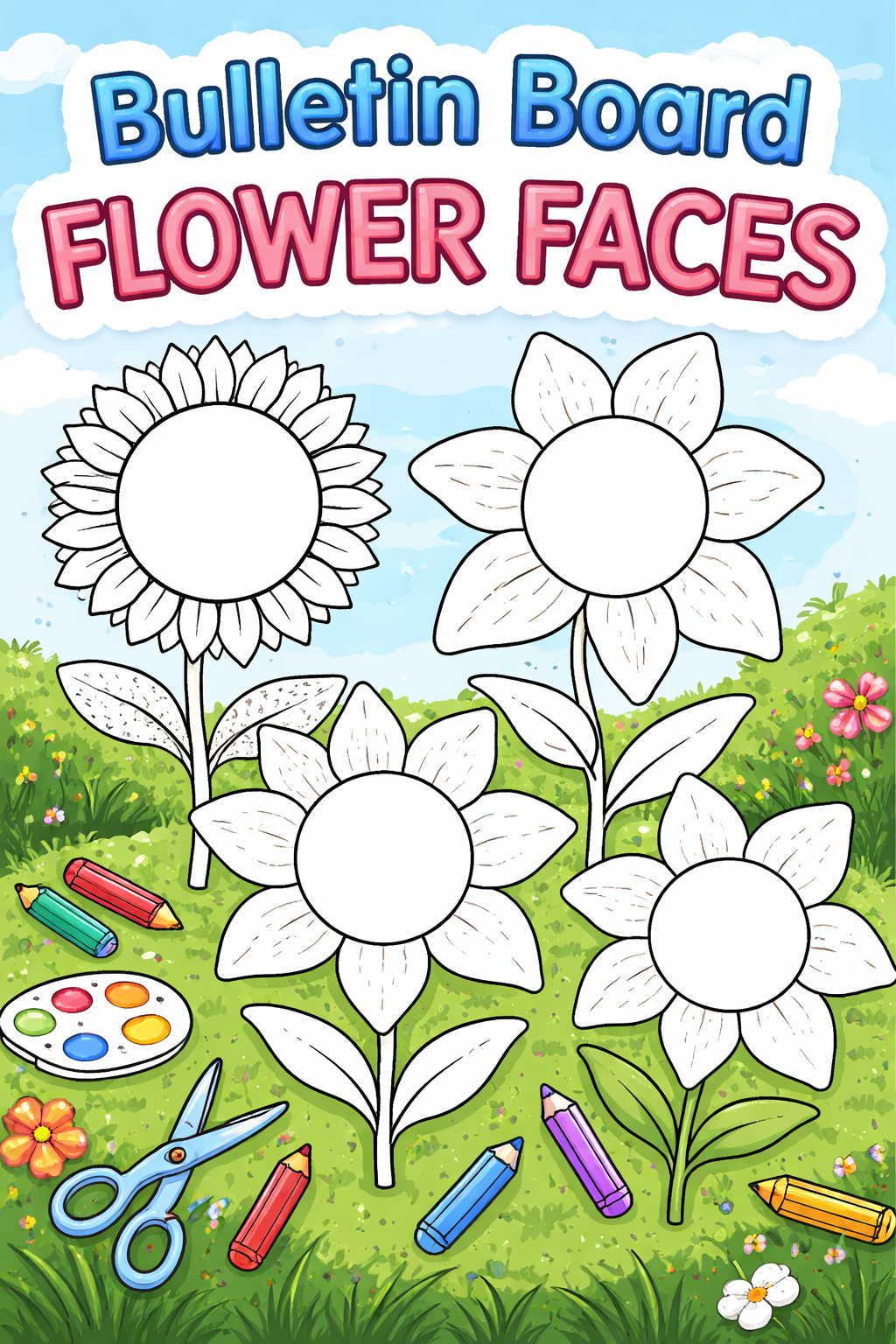 bulletin board flower faces featured image highlighting the templates