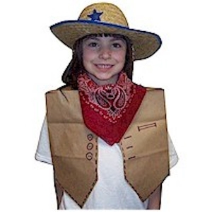 Cowgirl vest made out of paper bag.