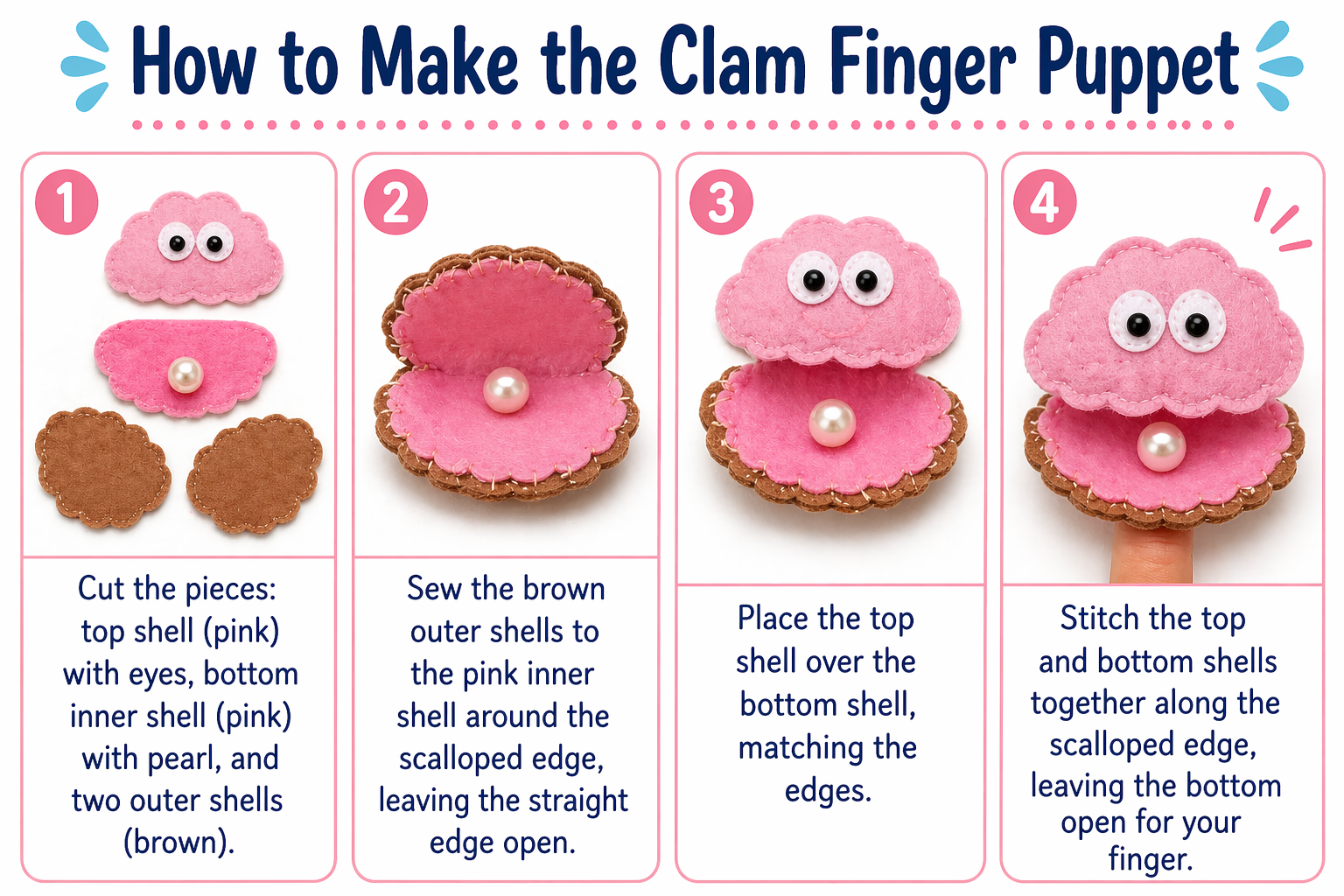 Ocean creatures finger puppet template clam
