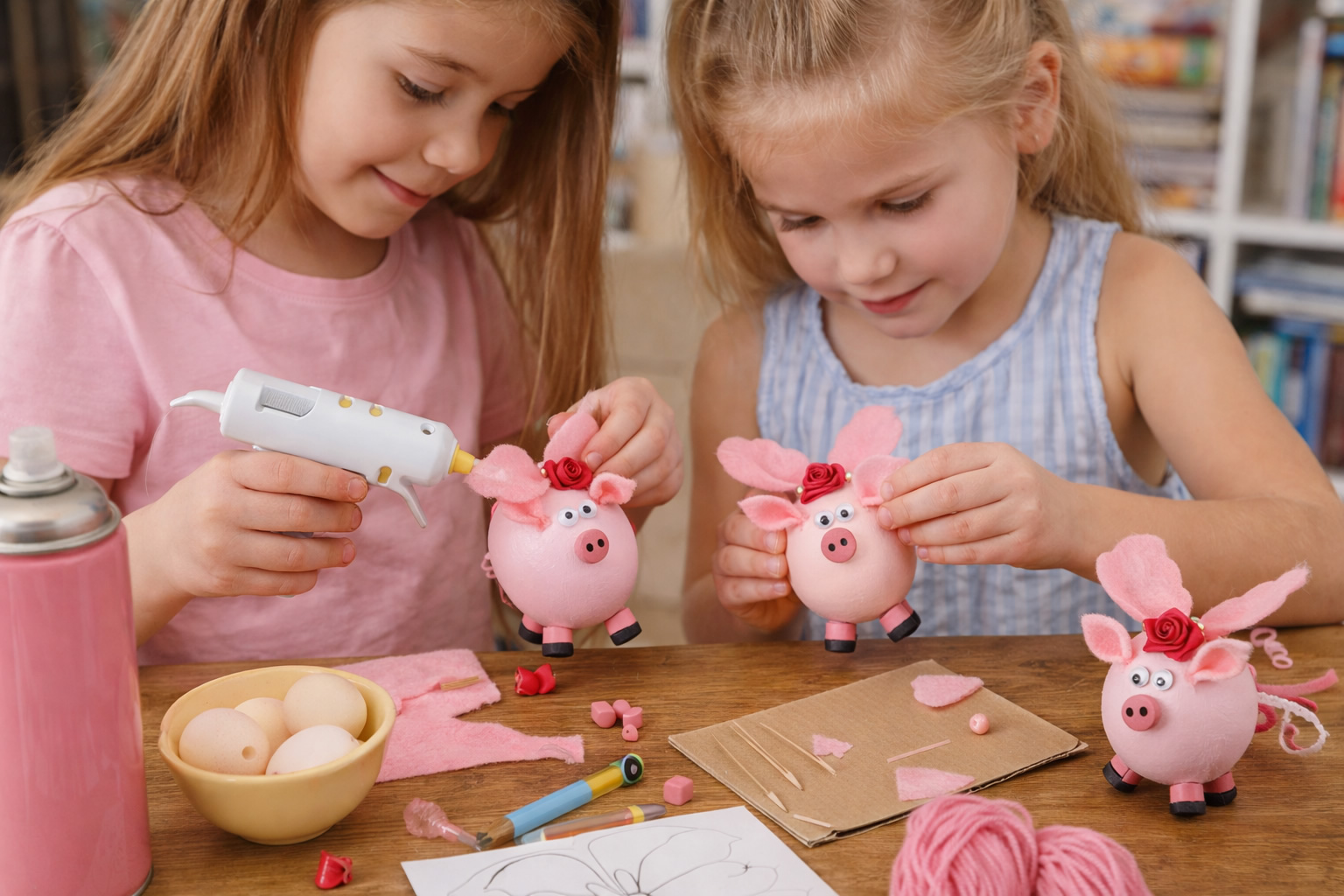 kids making flying pig eggs
