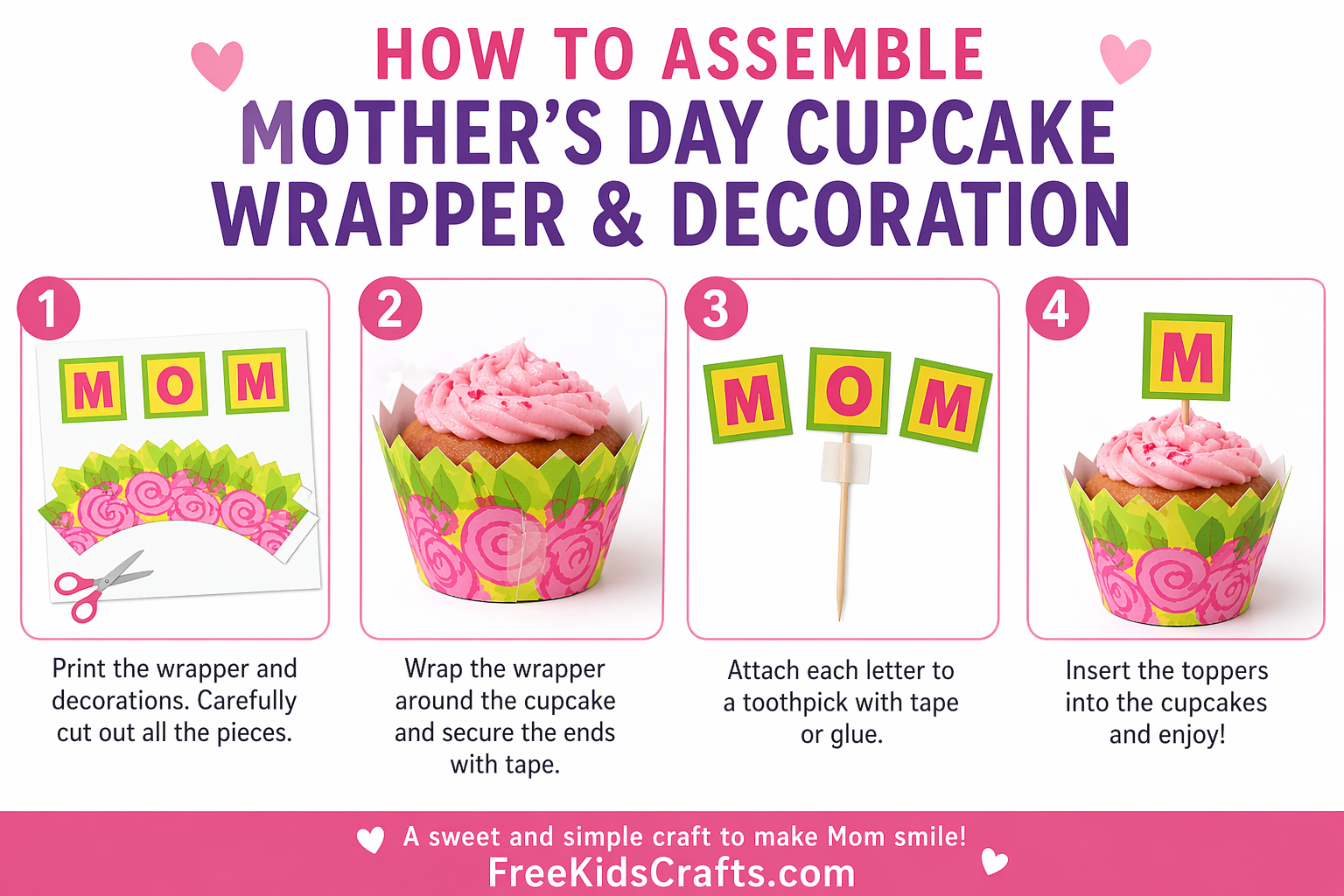 How to assemble Mother's Day cupcake