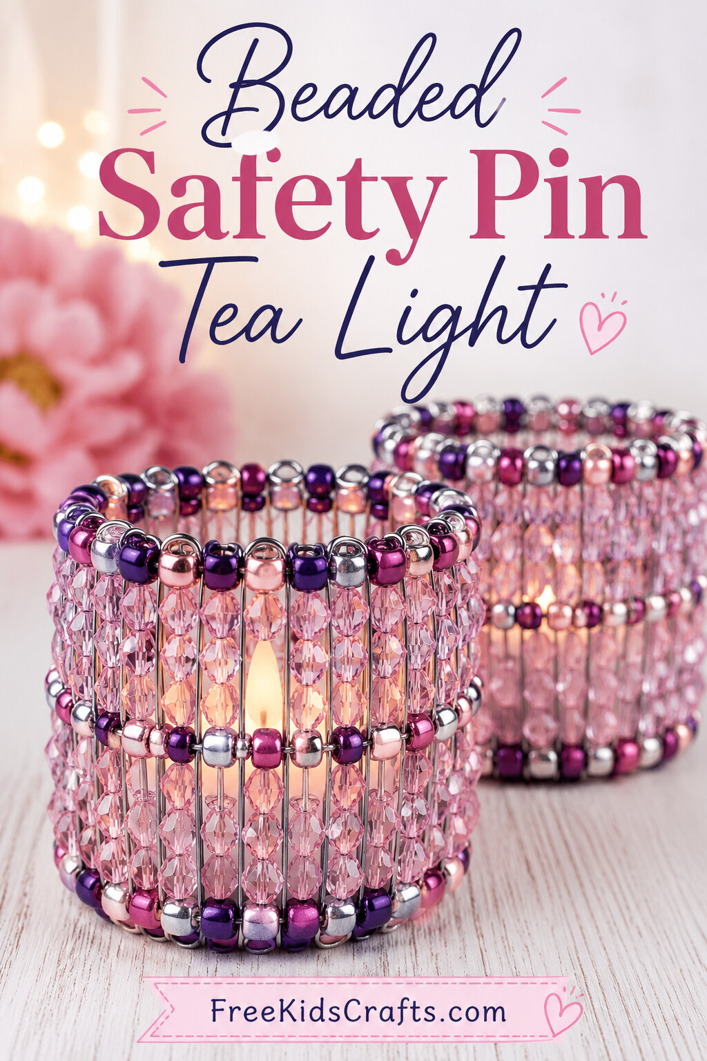 Beaded Safety Pin Tea Light