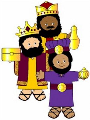 Paper dolls depicting the Magi.