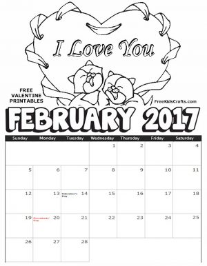 2017 February Coloring Calendar