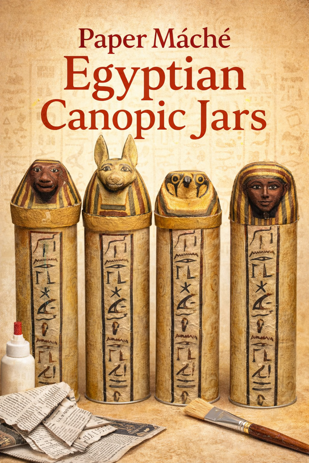 Paper Mache Egyptian Canopic Jars