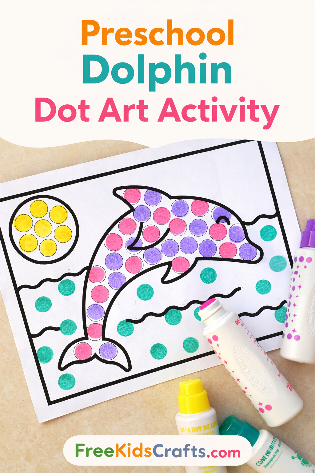 Preschool Dolphin Dot Art Activity