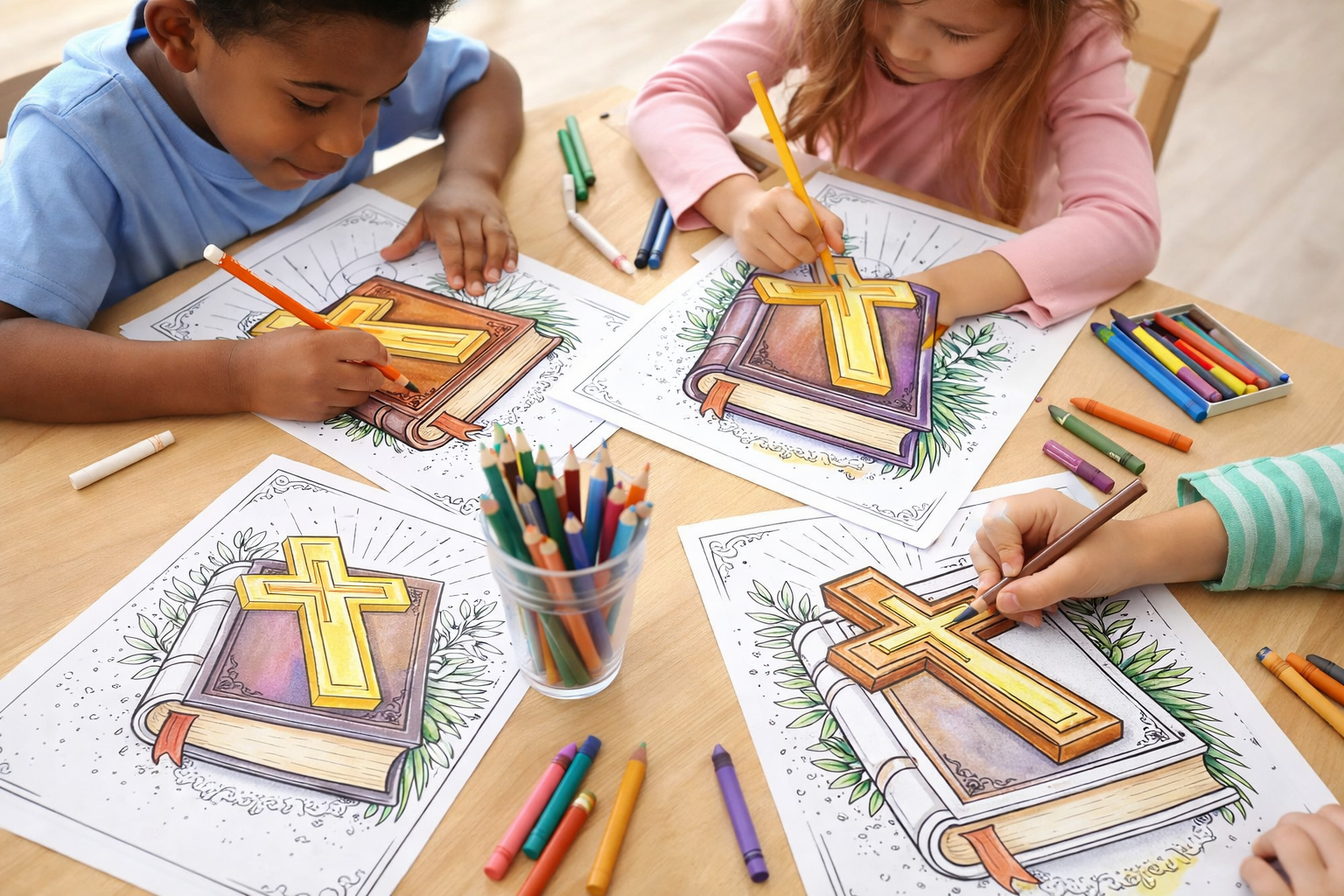 kids coloring bible and cross coloring pages
