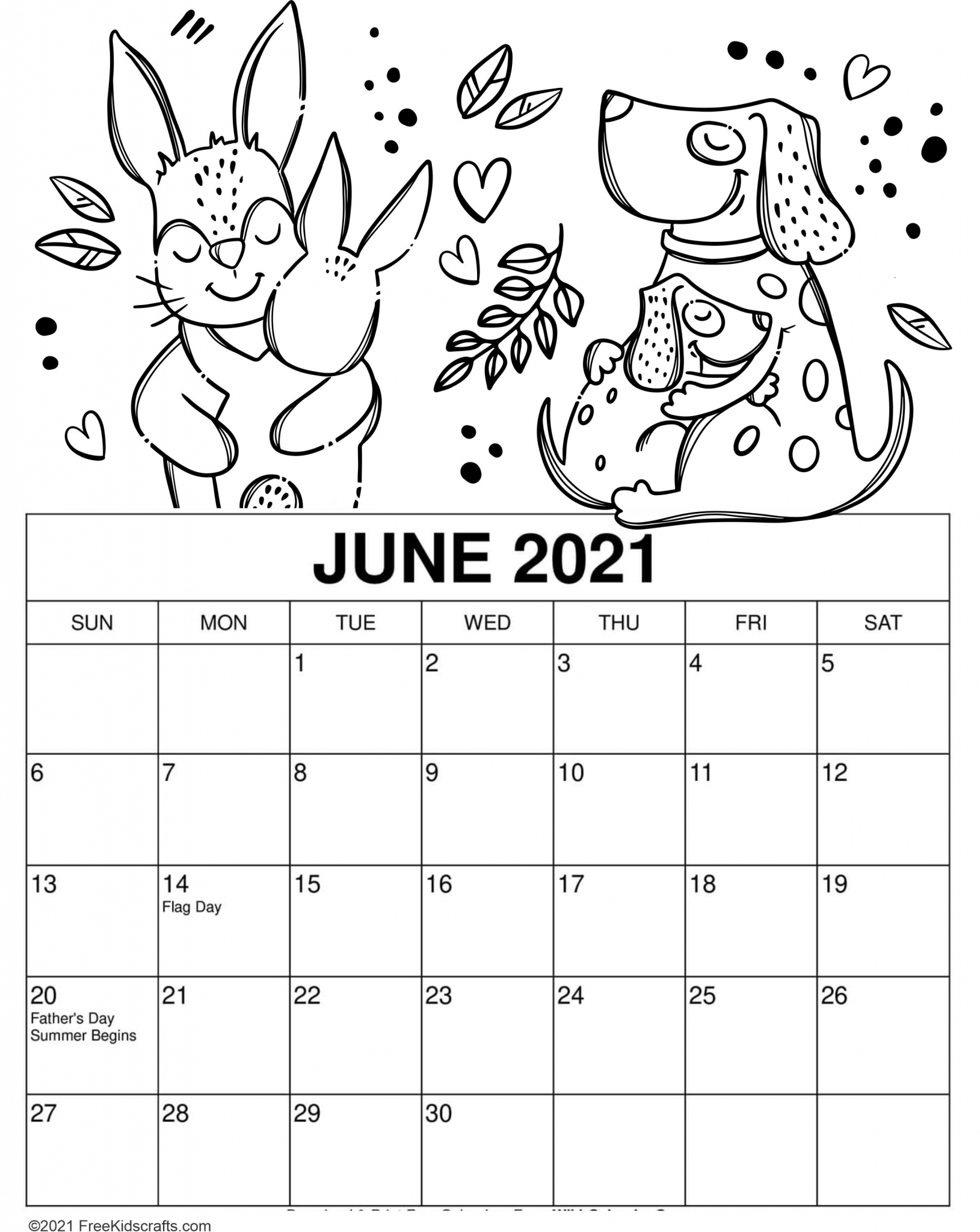 Printable June Coloring Calendar
