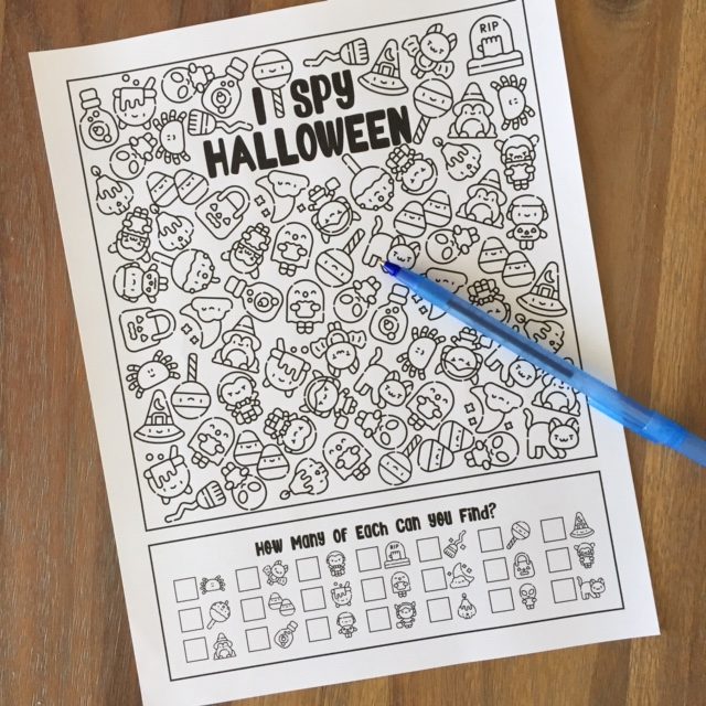 Halloween I Spy Activity Worksheet