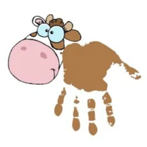 Cow picture made with a child's handprint