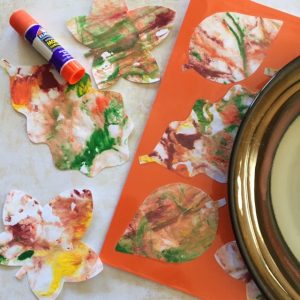 Fall Placemat made with Shaving Cream leaves