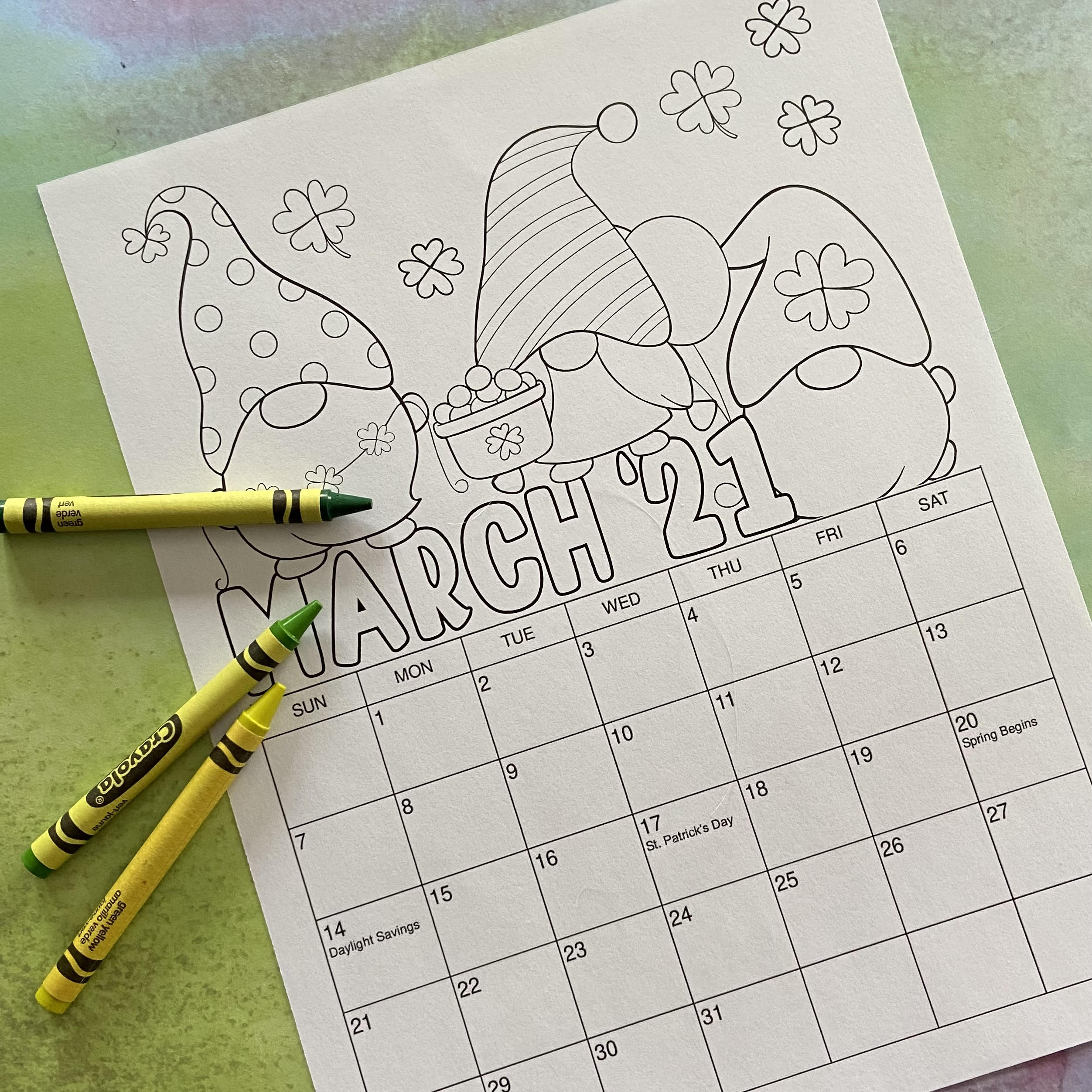 March Coloring Calendar