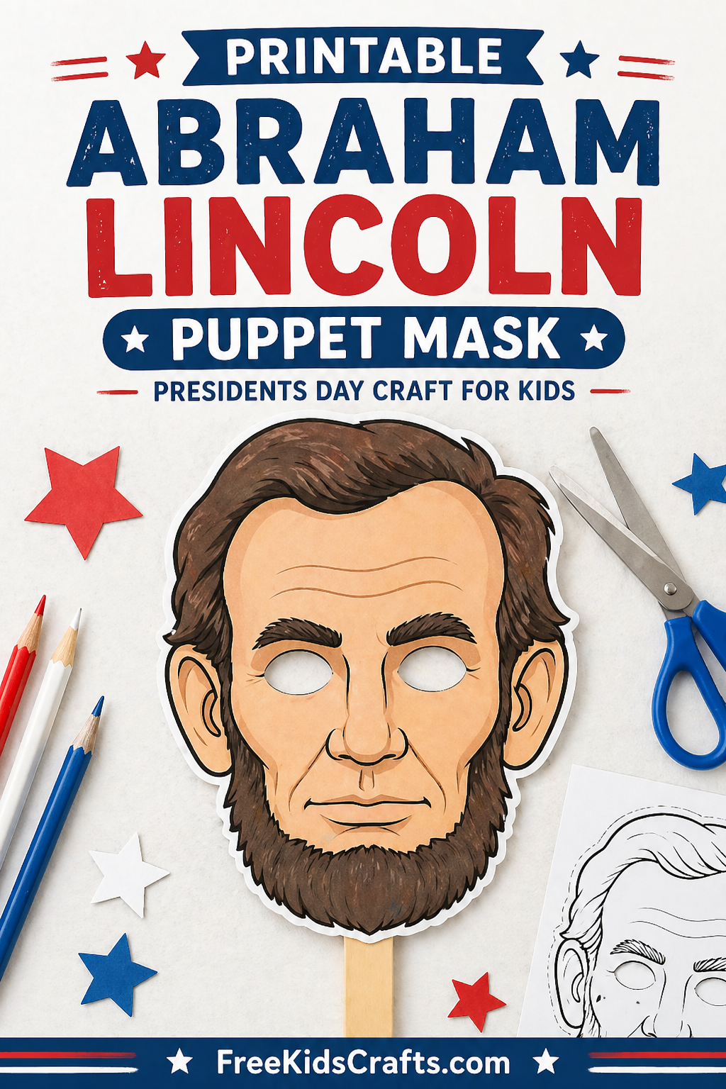 Printable Abraham Lincoln Puppet Mask