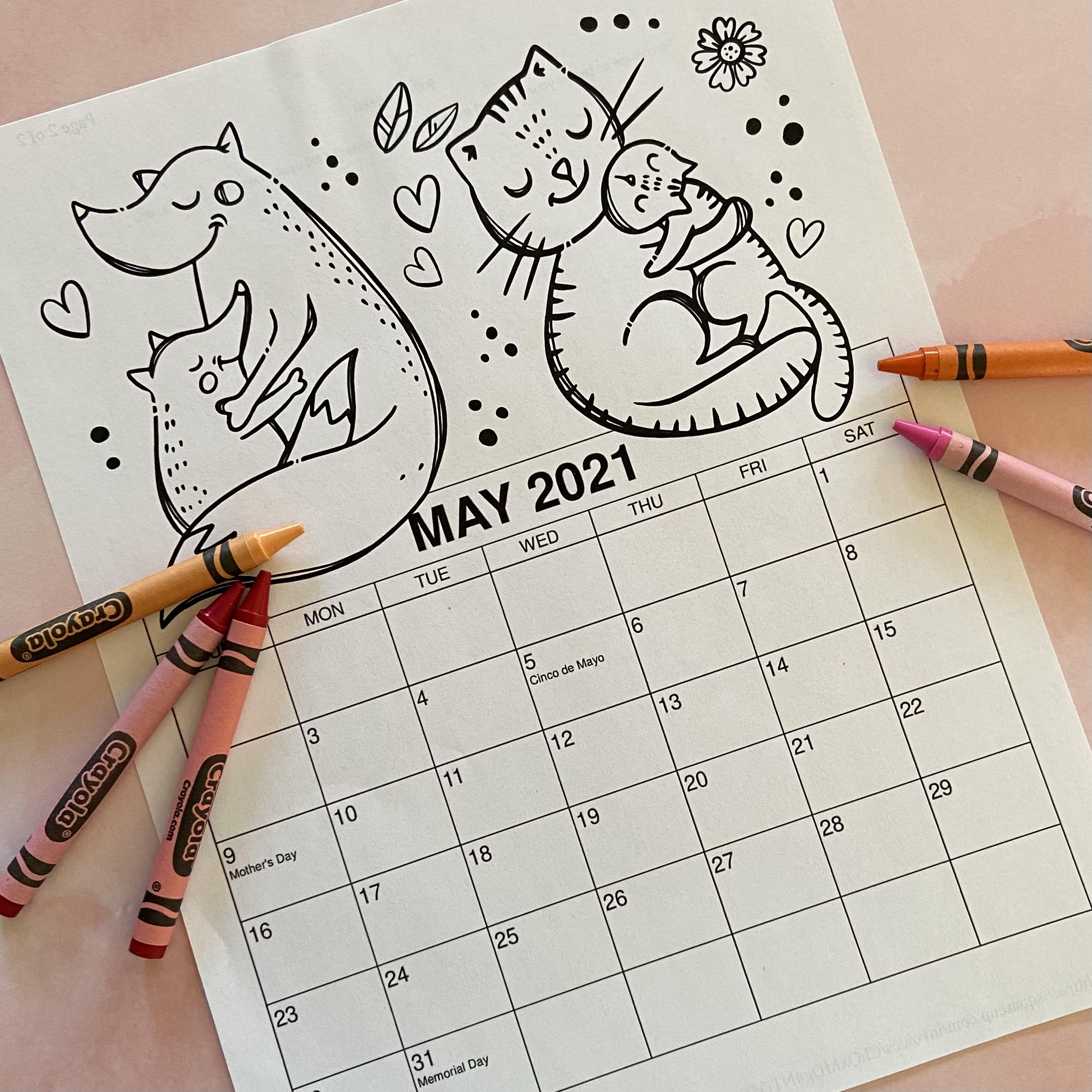 May Coloring Sheet Calendar For Kids vrogue co