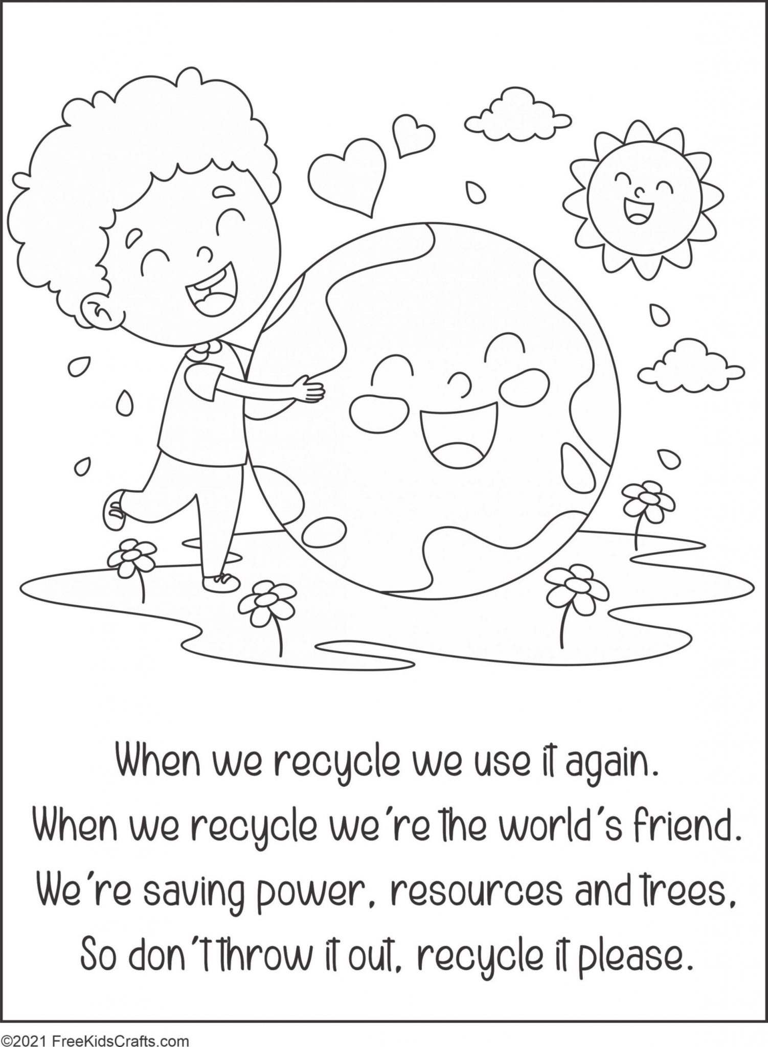 Earth Day Coloring Page and Poem