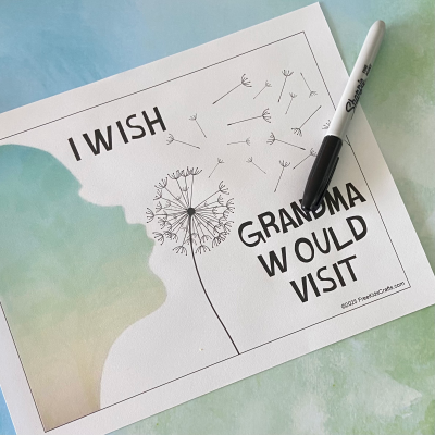 Wishing card made with dandelion flowers