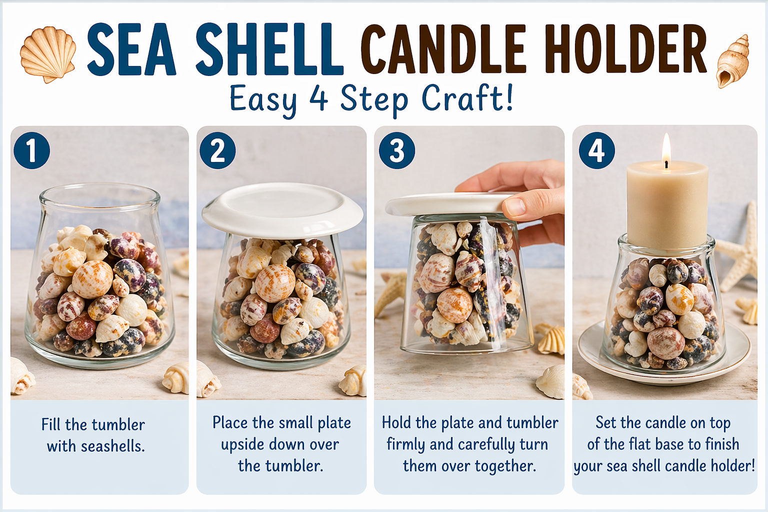 DIY seashell candle holder tutorial

