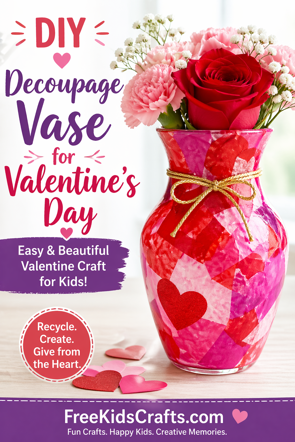 Decoupage Vase for Valentines Day
