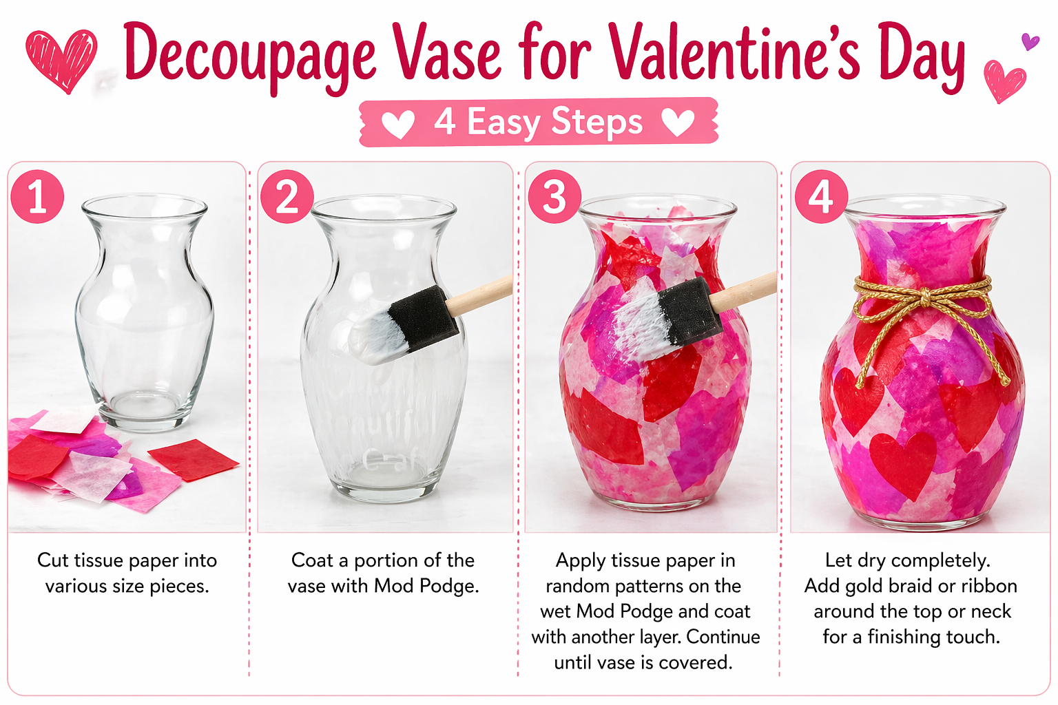 Decoupage vase tutorial for Valentine’s Day

