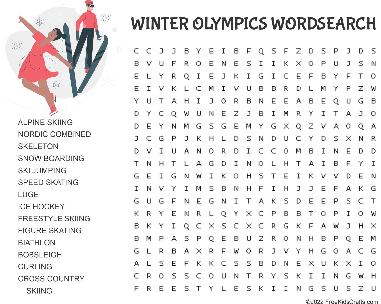 Printable Winter Olympics Word Search