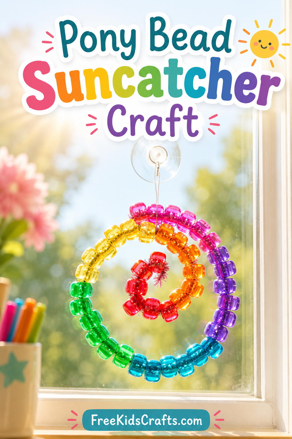 Rainbow pony bead suncatcher tutorial