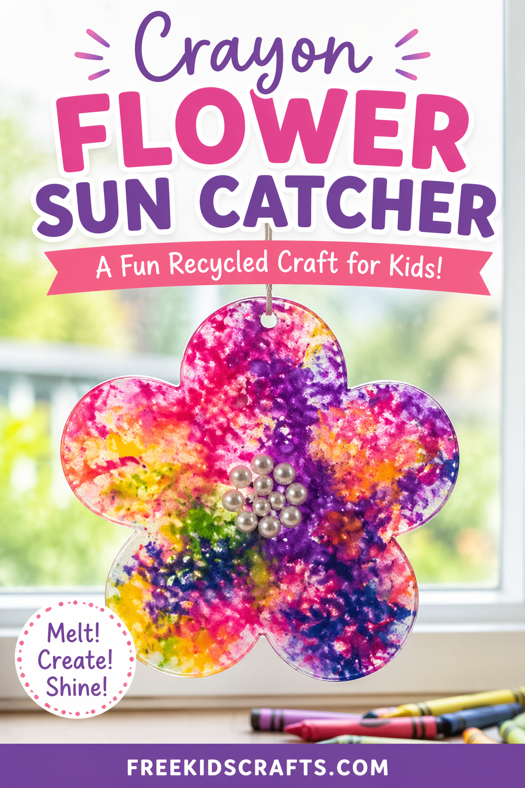 Crayon Flower Sun Catcher Craft