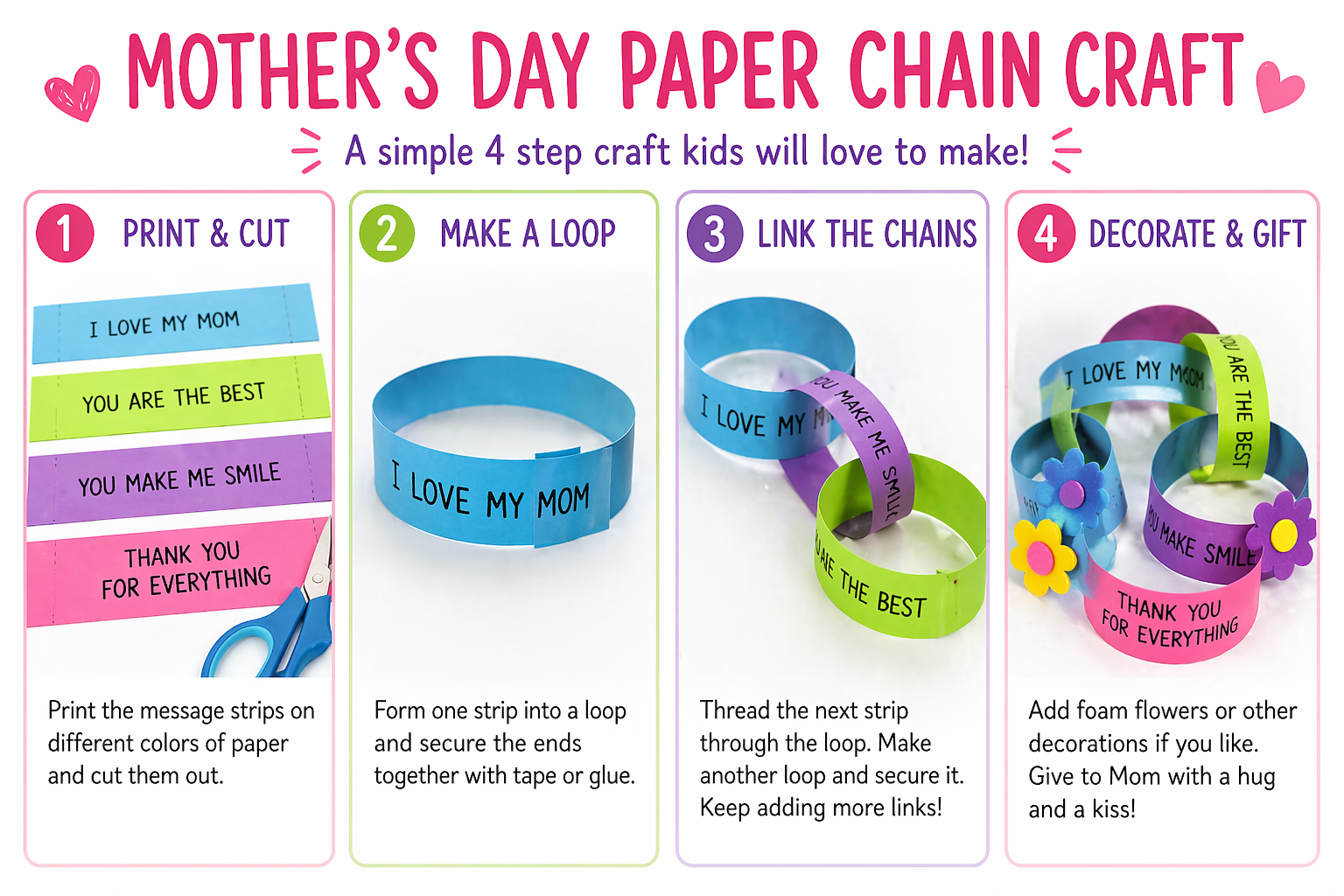 Mother's Day paper chain craft guide

