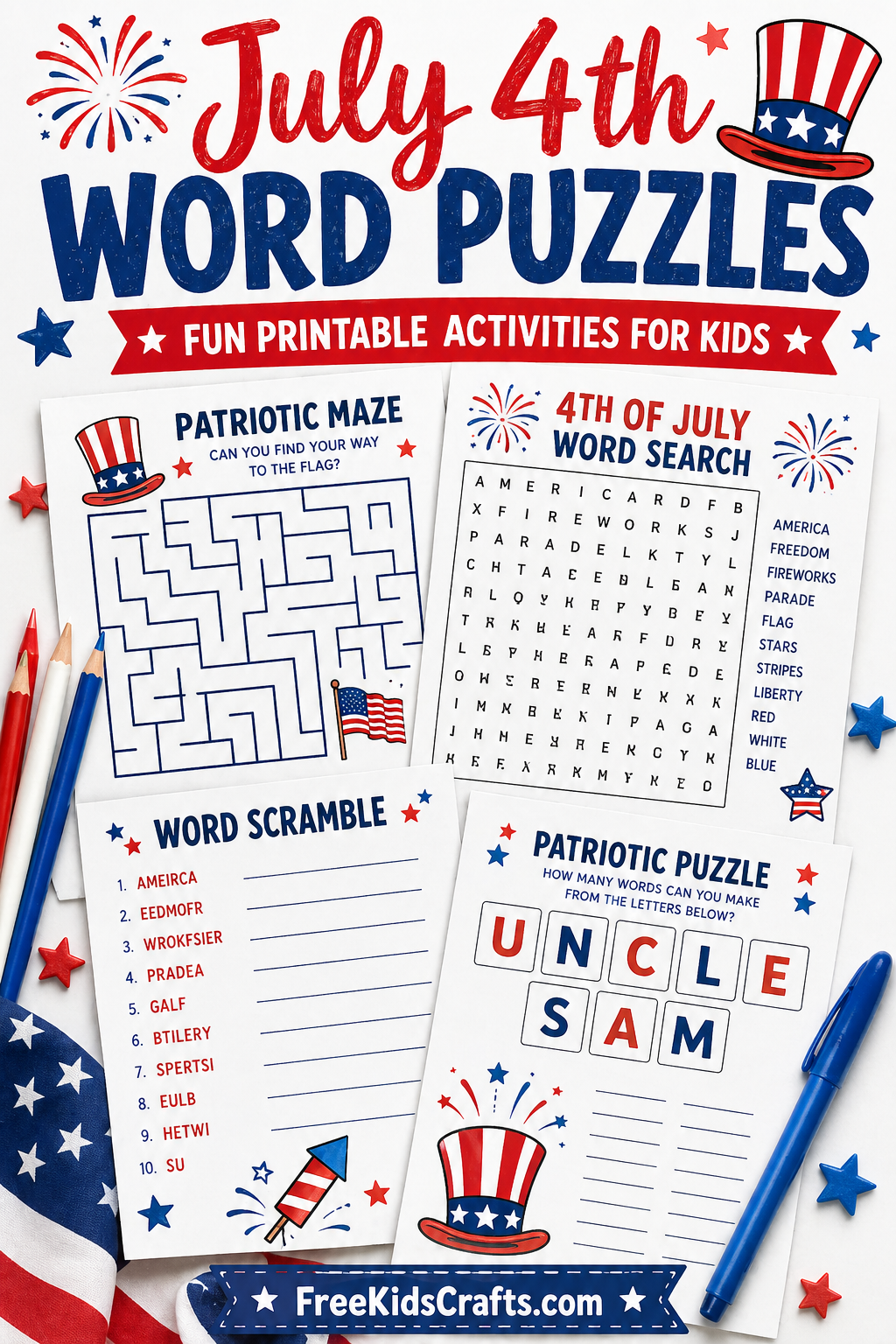 July 4th Word Puzzles