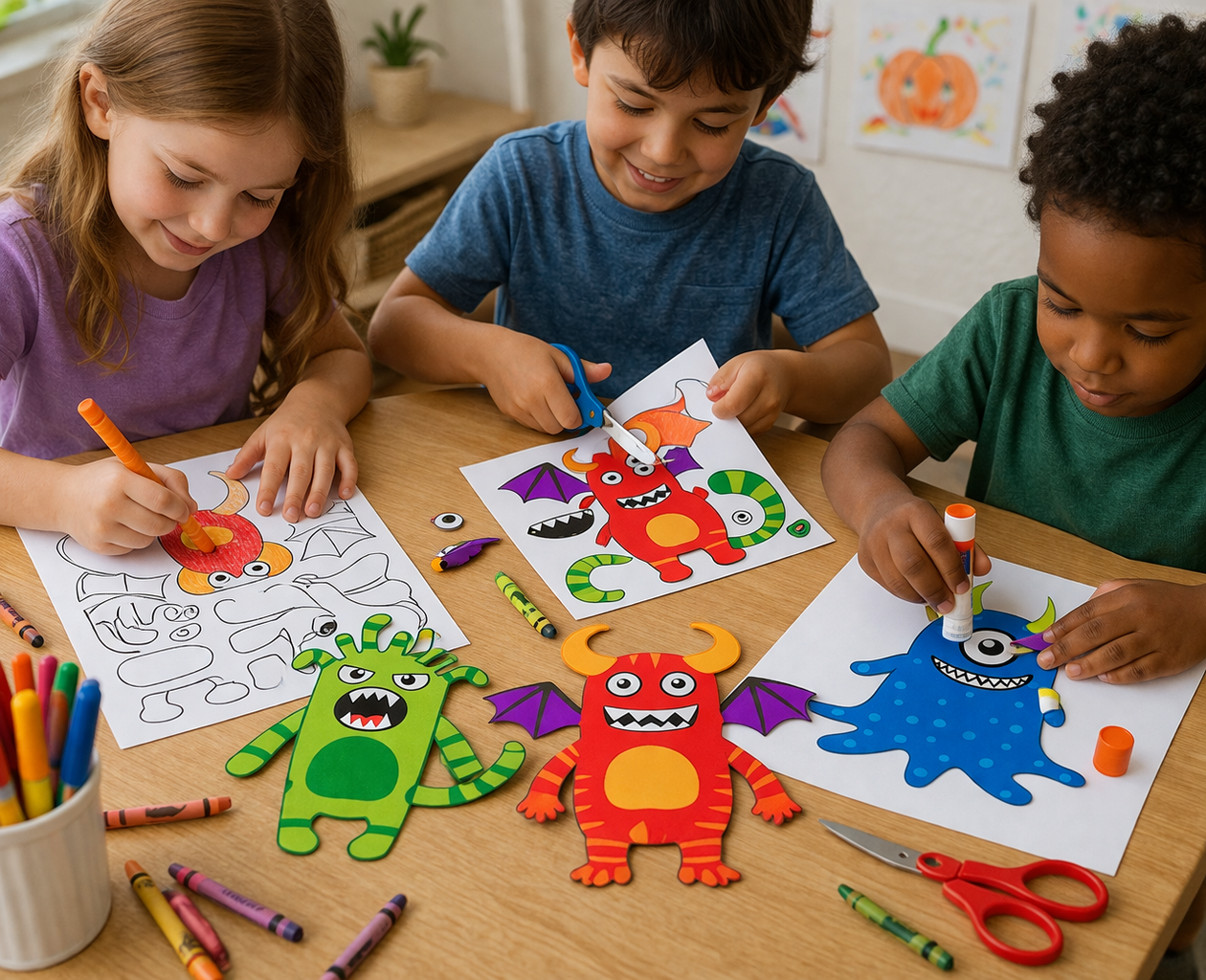 kids making the monster craft printable
