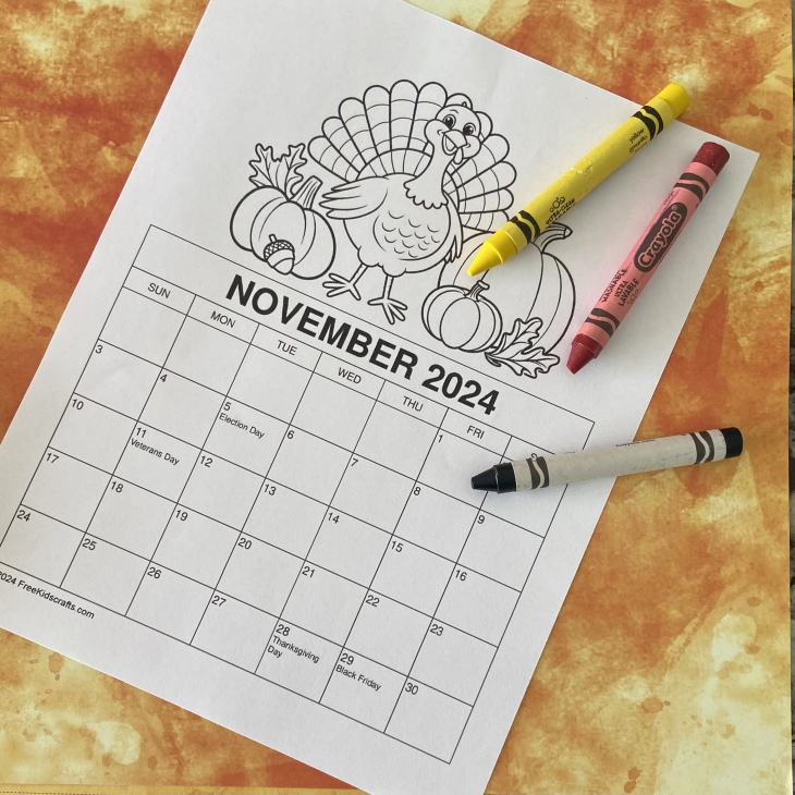 Printable November Coloring Calendar